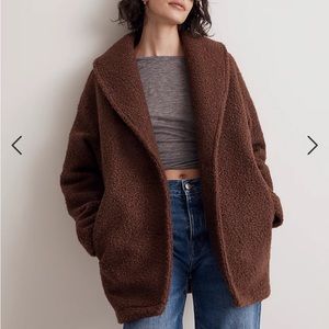 NWOT Madewell Pebbled Faux Shearling Shawl Collar Coat XS Hot Cocoa Color